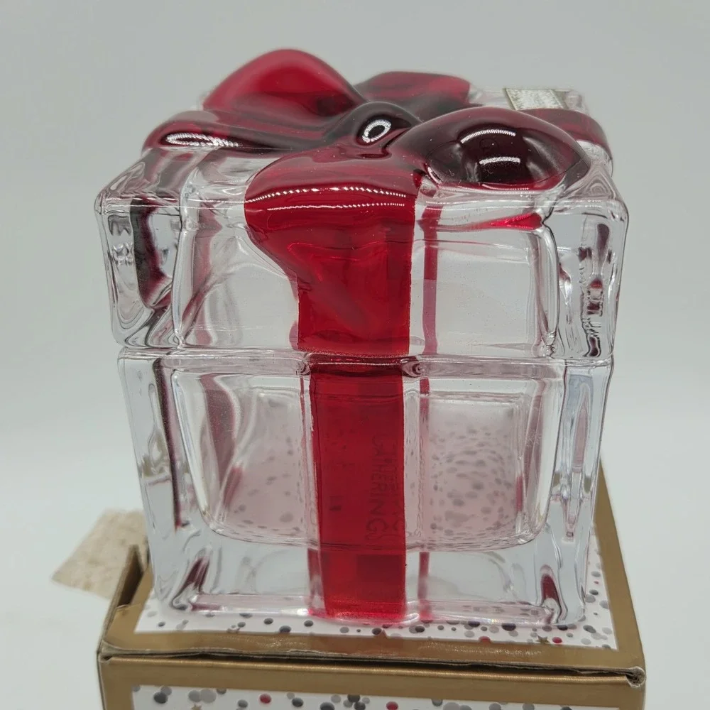 Godinger Gatherings Crystal Present Box Shannon By Godinger Red Bow # 28643